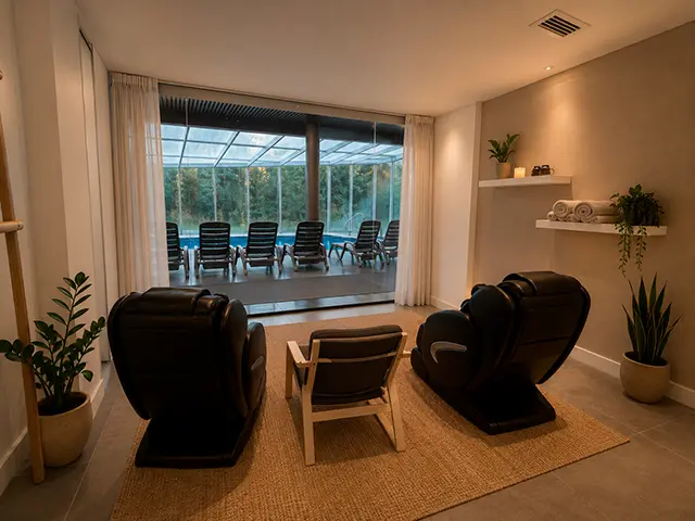 Sala de relax con dos sillones masajeadores, de uso exclusivo para adultos y sujeta a reserva.
